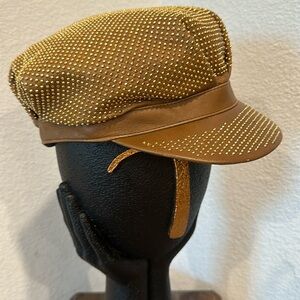 Unique Burberry leather studded Newsboy cap hat